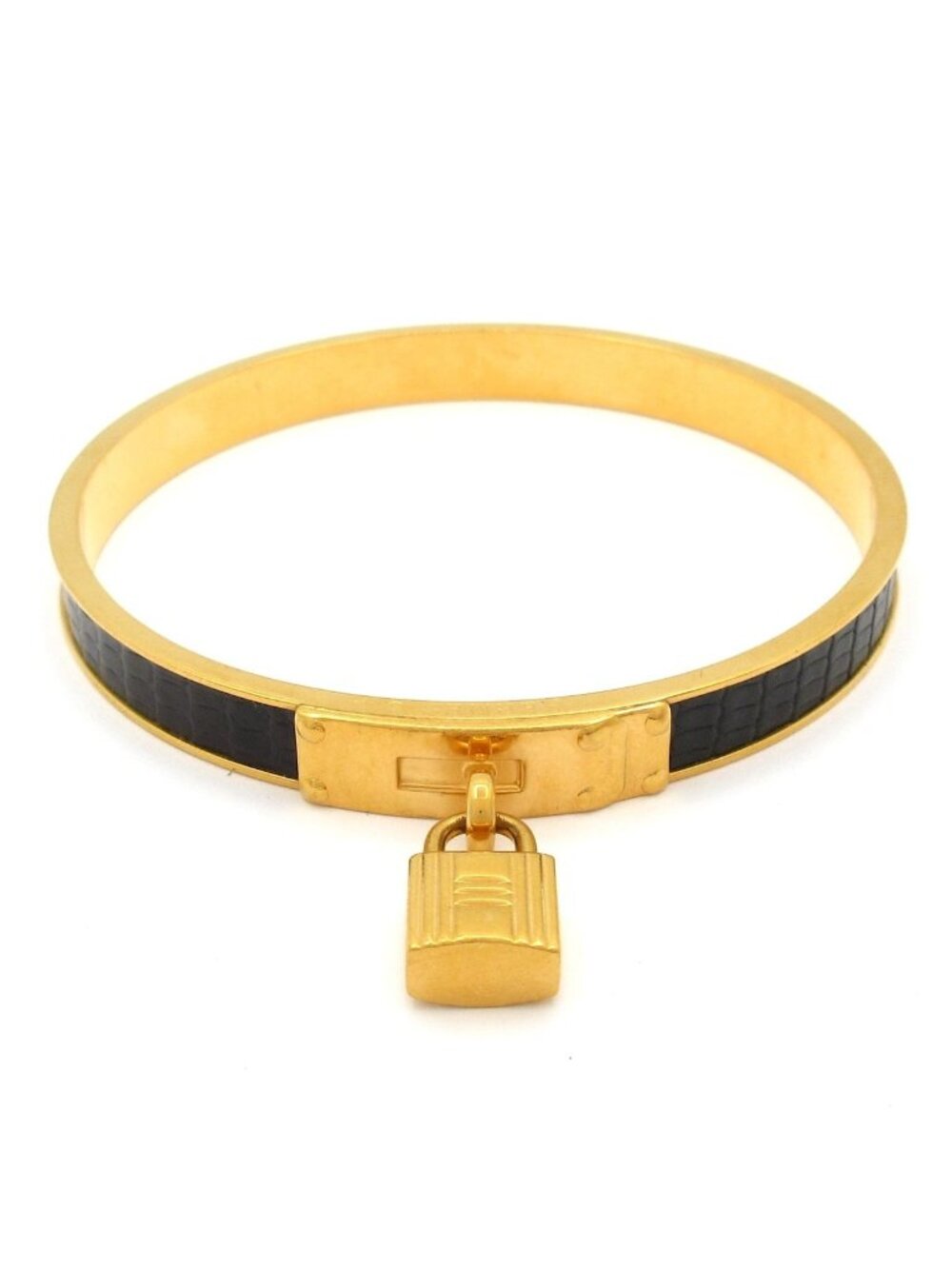 Hermes Bangle Kelly Gold Black Bracelet